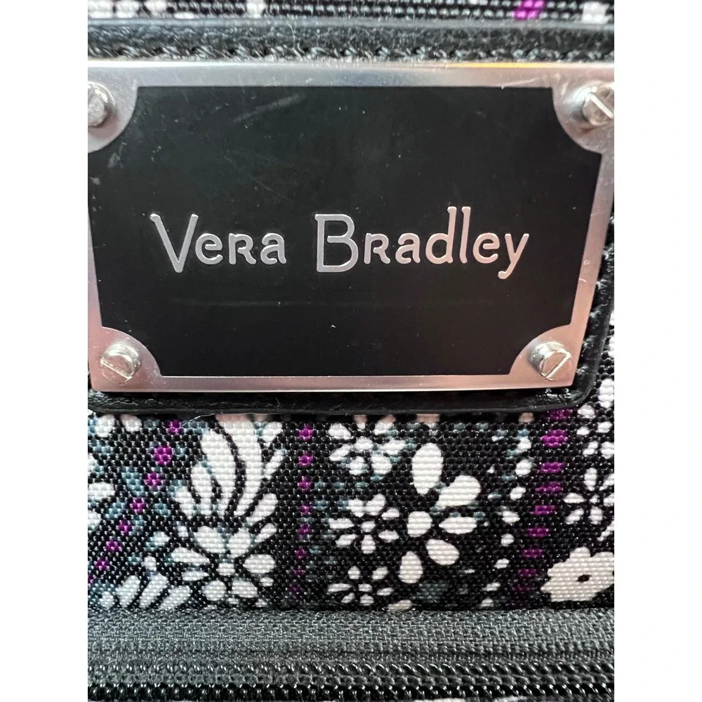 Vera Bradley Rolling Laptop Bag Women Black White Paisley Travel Excellent